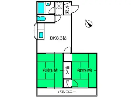 柳沼ビル大成町マンション(2DK/3階)の間取り写真