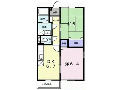 サンヒルズS(2DK/1階)の間取り写真