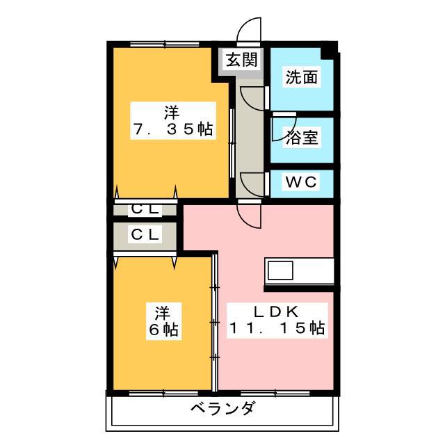 グランメゾン ノス・リオ(2LDK/2階)の間取り写真