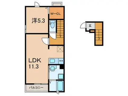 グリュック(1LDK/2階)の間取り写真