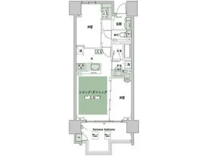 ハーバーテラス品川(2LDK/3階)の間取り写真