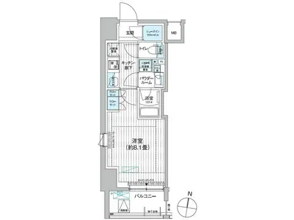 プレミアムフラットひばりヶ丘駅前(1K/11階)の間取り写真