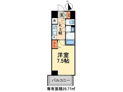 メゾンドソレイユ・シノハラ(1K/6階)の間取り写真