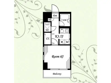 モアリッシェル多摩ニュータウン(1K/3階)の間取り写真