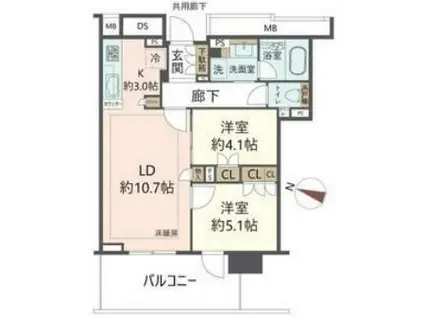 BRILLIATOWER箕面船場TOP OF THE HILL(1LDK/11階)の間取り写真