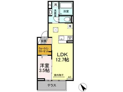 メゾン黄金町A(1LDK/2階)の間取り写真