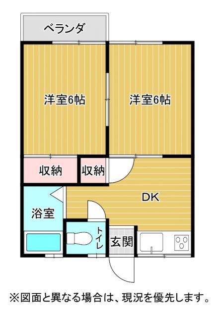 谷原ハイツ(2DK/2階)の間取り写真