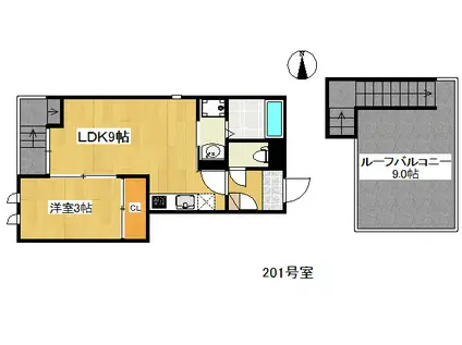 GRANDTIC EHRE ATAGO(1LDK/2階)の間取り写真