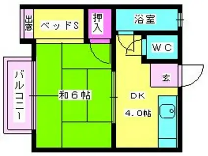 MSOハイツ(1DK/2階)の間取り写真