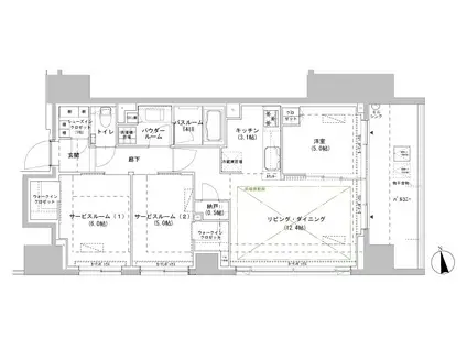 パークスフィア牛込神楽坂(1SLDK/13階)の間取り写真