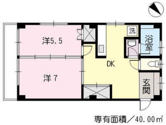 引地ビル(2DK/1階)の間取り写真