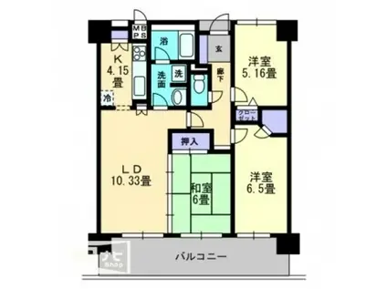 アルファステイツ幸町(3LDK/7階)の間取り写真