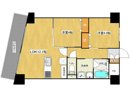 フクダ不動産八木駅前マンション(2LDK/3階)の間取り写真