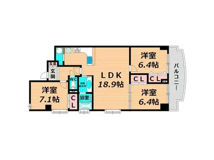 ロイヤルコート生江(3LDK/2階)の間取り写真