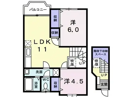 サンブリッジA(2LDK/2階)の間取り写真