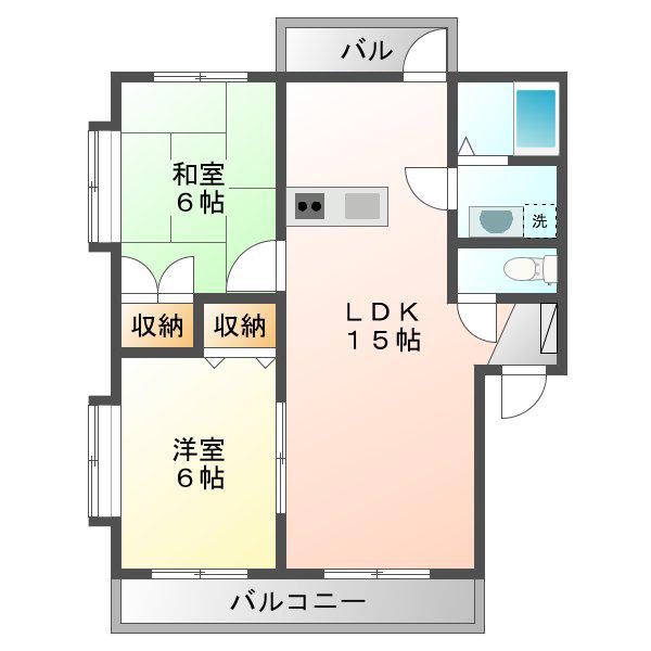 アーバンパレス(2LDK/2階)の間取り写真