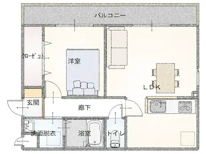 CREA COURT 畑中(1LDK/4階)の間取り写真