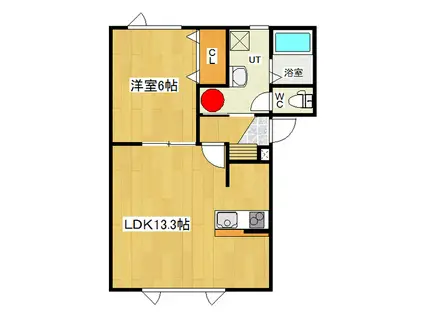エクセルハイム(1LDK/2階)の間取り写真