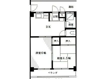 ハイツリバー(2DK/3階)の間取り写真