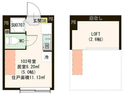 グランディール久我山(ワンルーム/1階)の間取り写真