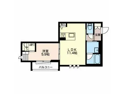 ORAIOS オレオス(1LDK/2階)の間取り写真