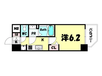 PRESSANCE三宮セントウエル(1K/5階)の間取り写真