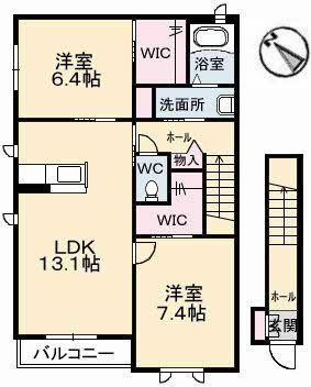 サンライズ小松(2LDK/2階)の間取り写真