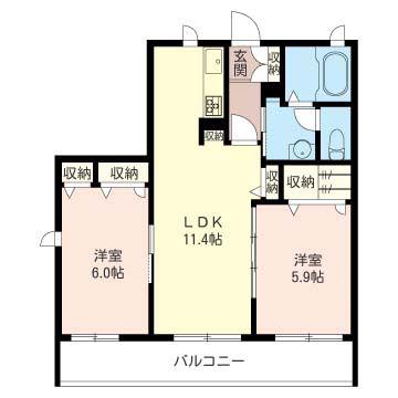 ラ・ネージュ(2LDK/3階)の間取り写真