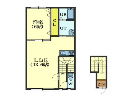 テイルウィンドII(1LDK/2階)の間取り写真