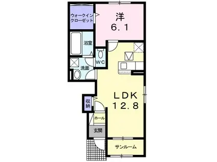 アイリス・K III(1LDK/1階)の間取り写真