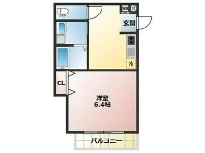 ALEGRIA池田(1K/2階)の間取り写真