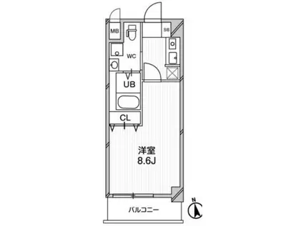 メゾン夕陽ヶ丘(1K/5階)の間取り写真