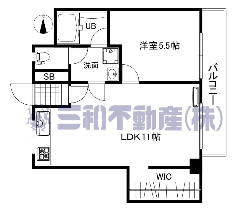 岡ビル(1SLDK/3階)の間取り写真