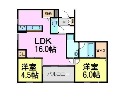 グランディール(2LDK/3階)の間取り写真