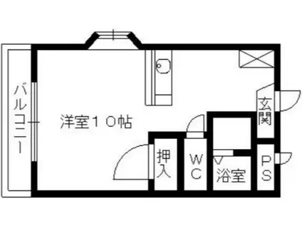 コスモハイツII(ワンルーム/2階)の間取り写真