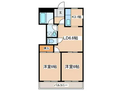 ビレッヂ湘南(2LDK/1階)の間取り写真