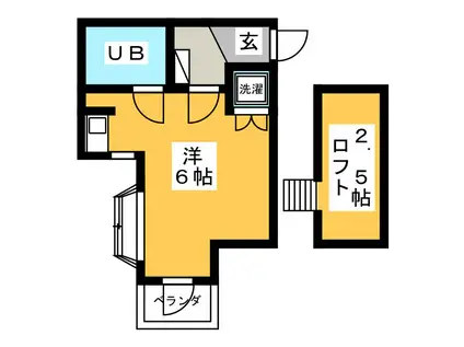タウンハイツ大船(ワンルーム/2階)の間取り写真