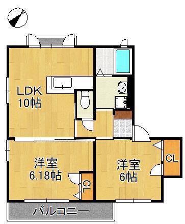 CAMOMILLE HOUSE(2LDK/2階)の間取り写真