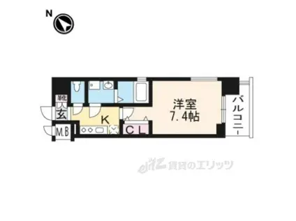 クリスタルグランツ京都西大路213(1K/2階)の間取り写真