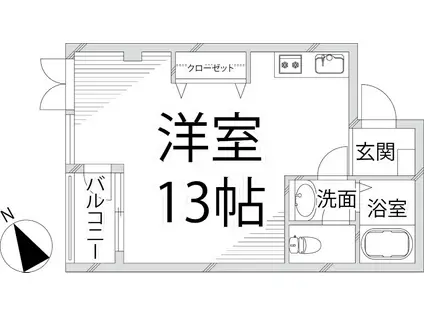 キャッスルコート南新在家(ワンルーム/2階)の間取り写真
