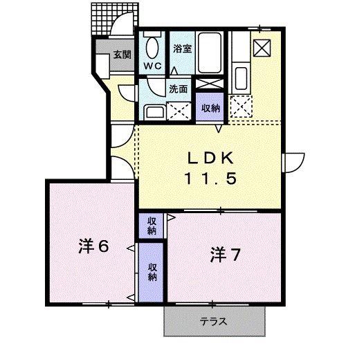 エクセレントガーデンA(2LDK/1階)の間取り写真