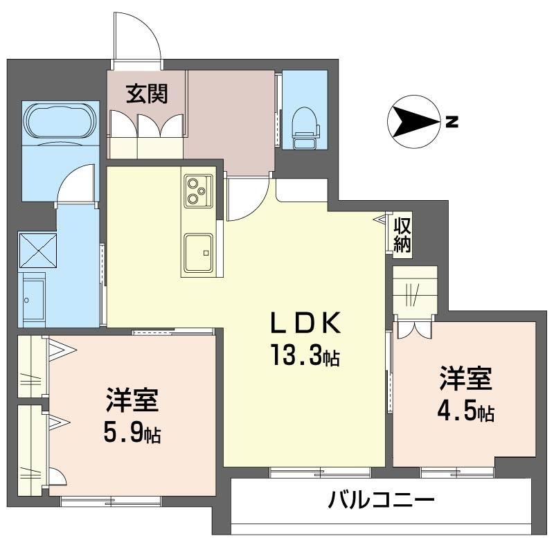 レフィアント(2LDK/3階)の間取り写真