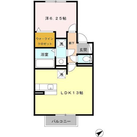 セルフィーユ(1LDK/1階)の間取り写真