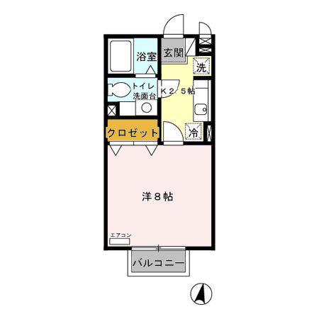 ラフィネ(1K/2階)の間取り写真