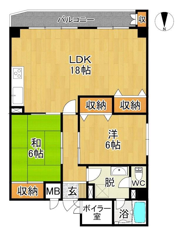 みちのくコーポ(2LDK/5階)の間取り写真