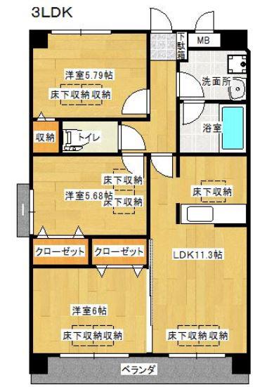 ルネスTAKADA(3LDK/7階)の間取り写真