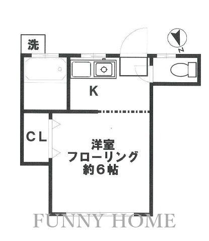 メゾン若宮(ワンルーム/2階)の間取り写真