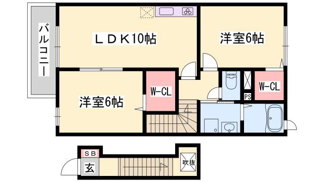 ザ・スイーツB棟(2LDK/2階)の間取り写真
