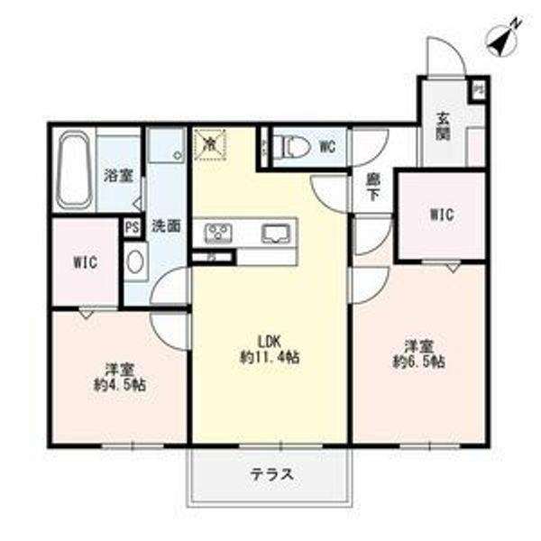 TOWN COURT(2LDK/1階)の間取り写真