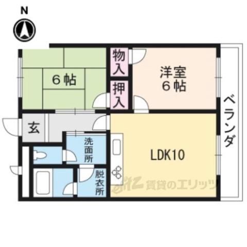 コーポラスコキチ(2LDK/2階)の間取り写真